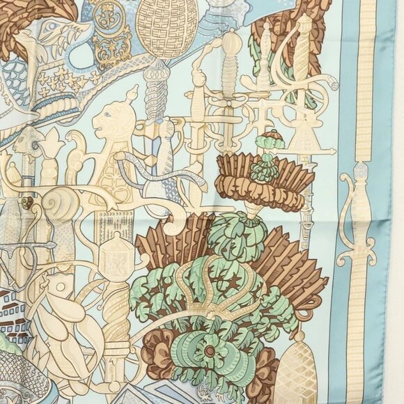 HERMES Carre 90 Scarf ""ARMETS PANACHE"" Silk Blue Auth 139211 - Picture 7 of 15